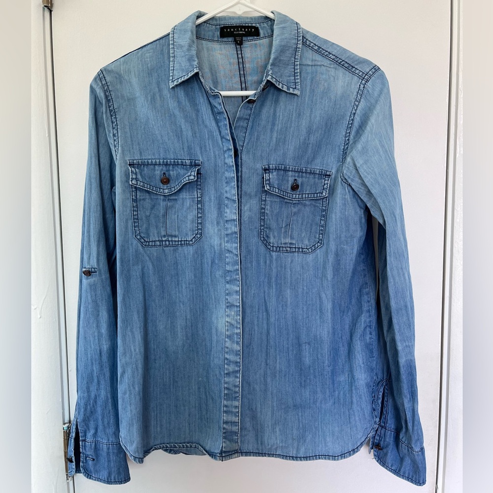 Sanctuary Blue Denim Button-Front Shirt
